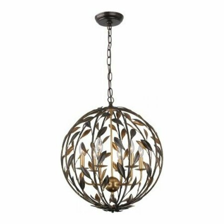 CRYSTORAMA Six Light English Bronze + Antique Gold Up Chandelier 506-EB-GA